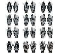 24 Sheets Tattoo Stencils Kit, Henne Stencils Reusable Temporary Tattoos Stencils for Hands Fingers, DIY Body Art Templates for Indian Arabian Glitter Airbrush Tattoos