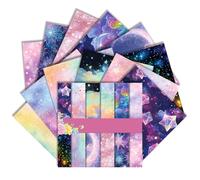 24 Sheets Universe Galaxy Scrapbook Paper, 15x15cm Single-Sided Dreamy Starry Sky Galaxy Patterned for Journaling Scrapbooking Supplies,Cardstock Decorative Craft Paper (Galaxy Whimsical, 6 x 6 inch)