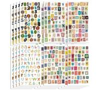 24 Sheets Vintage Alphabet Stickers Set, Letter and Number Sticker Sheets for Scrapbooking Journaling and Card Making, Uppercase Lowercase A-Z, Retro Styles