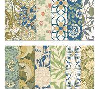 24 Sheets Vintage Floral Pattern Paper 12" x 12" Vines and Flowers William Morris Scrapbook Paper Pad William Morris Pattern Retro Flower Textured Scrapbook Papers Craft Papers for Card Making