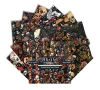 24 Sheets Vintage Gothic Scrapbook Paper 6x6 Inch Single-Sided Dark Halloween Patterns for Junk Journaling, Card Making, Collage & Mixed Media Crafts (C, 6×6)