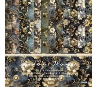 24 Sheets Vintage Scrapbook Paper 6x6 Inch, Floral Cardstock with Gold Foil Effect, DIY Card Making, Photo Albums, Journaling, Acid Free Decorative Craft Paper Pad（B）