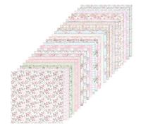 24 Sheets Vintage Scrapbook Paper, Floral Pattern Double-Sided Decorative Craft Paper, 12" ×12" Decoupage Papers Floral Pattern for Junk Journaling, Origami, Wrapping, Scrapbook Decoration(Style-A)