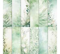 24 Sheets Watercolor Eucalyptus Scrapbook Paper, Greenery Eucalyptus Leaves Decorative Craft Paper Folded Flat for Baby Shower Card Making Shadow of Green Birthday Photo Album Decor, 12'' x 12''