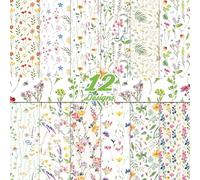 24 Sheets Wildflower Scrapbook Paper 11.8'' x 11.8'' Watercolor Spring Flower Pattern Paper Pack Floral Double-Sided Scrapbook for Card Making Decor Origami Scrapbooking DIY Decorative