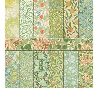 24 Sheets William Morris Floral Pattern Pad 12'' x 12'' William Morris Floral Scrapbook Paper Green Vines and Flowers Patterned Double-Sided Cardstock Paper for Background DIY Card Making Origami