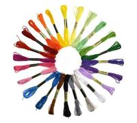 24 Skeins Vibrant Embroidery Threads, 6 Strand Coloured Cross Stitch Thread, Friendship Bracelets Embroidery Floss, Durable Crafting String for Cross Stitch & DIY Projects