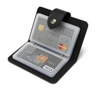 24 Slot Basic Card Holder for Men or Women | Black PU Leather Card Wallet | Slim Light Credit Card Wallet | Minimalist Small | Drivers License | Business Cards | Debit | Cardholder Pockets Organiser