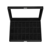 SONGMICS Watch Box, Lockable Watch Case, Watch Storage Box with 24 Slots, Glass Lid, Gift for Loved Ones, Ink Black Synthetic Leather, Ink Black Lining JWB024B02