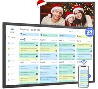 24" Smart Digital Calendar Chore-for-Family-Schedules - Wall Mounted Interactive Electronic Calendar Touchscreen Display for Bussiness To do List, Auto-Sync Google iCloud Outlook, Gift for Parents