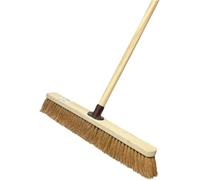 24” Soft Coco Bristle Broom Indoor Outdoor Soft Broom Sweeping Brush with Wooden Handle Natural Indoor Floor Brush with Dense Soft Bristles Brooms for Office Warehouse and Garage 60cm Brush