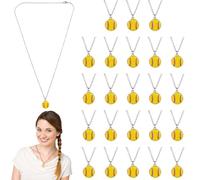 24 Softball Themed Necklaces, Yellow Athletic Pendant Chains, Baseball Jewelry For Teams, Fans, School Spirit Events And Parties