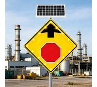 24" Solar LED Stop Ahead Sign, Heavy Duty Metal Frame Engineering-Grade Membrane Diamond Road Warning Sign(30'')