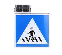 24'' Solar Pedestrian Crossing Sign, Solar Powered LED Flashing Pedestrian Crossing Sign, Heavy Duty Aluminum Road Signs Traffic LED Blinking Street Warning Sign for Sidewalks & Road(B)