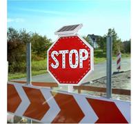 24" Solar Powered LED Blinking Stop Sign with Engineer Grade Reflective Film Octagon Road Traffic Warning Sign(Flash)
