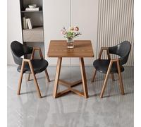 24" Square Dining Table Set - 1 Small Coffee Table 2 Upholstered Faux Leather Chairs Reception Table Kitchen & Living Room Furniture Stylish Seating