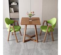 24" Square Dining Table Set - Small Center Table with 2 Upholstered Chairs Synthetic Leather/Fabric Reception Table for Kitchen & Living Room Stylish & Modern Design