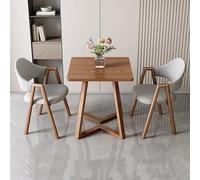 24" Square Dining Table Set with 1 Small Center Table 2 Upholstered Chairs Faux Leather/Fabric Reception Table Kitchen & Living Room Furniture