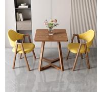 24" Square Dining Table Set with 1 Small Coffee Table 2 Upholstered Chairs Faux Leather & Fabric Reception Table Kitchen & Living Room Furniture