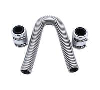 24" Stainless Steel Radiator Flexible Coolant Water Hose Kit with Caps Universal Chrome