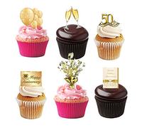24 Stand Up 50th Golden Wedding Anniversary Edible Wafer Paper Cake Toppers Decorations