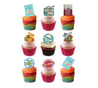 24 Stand Up Bon Voyage Travel Adventure Themed Edible Wafer paper Cake Toppers Decorations