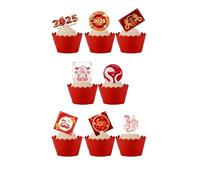 24 Stand Up Chinese New Year 2025 Year Of The Snake Themed Edible Wafer paper Cake Toppers Decorations