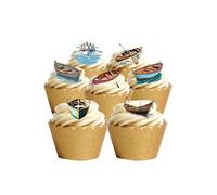 24 Stand Up Rowing Boat Edible Wafer Paper Cake Toppers Decorations