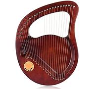 24 String Lyre Harp, Mahogany Solid Wood String Instrument, with Carrying Case/Tuning Wrench/Spare String, for Music Lovers Beginners Adults