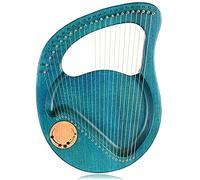24 String Lyre Harp, Mahogany Solid Wood String Instrument, with Carrying Case/Tuning Wrench/Spare String, for Music Lovers Beginners Adults