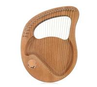 24 String Lyre Harp - Solid Mahogany, Includes Tuning Wrench, Spare Strings, and English Manual - Ideal for Beginners and Music Lovers(Clear Brown)