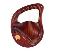 24 String Lyre Harp - Solid Mahogany, Includes Tuning Wrench, Spare Strings, and English Manual - Ideal for Beginners and Music Lovers(Clear Red)