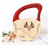 24-String Wooden Lyre Harp, Stringed Musical Instruments, for Instrument Kids Adult Professional Beginner Music Lovers Gift, Ancient Greece Style(Red)