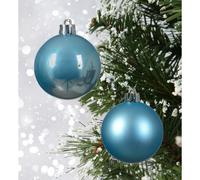 24 Sugar Blue Baubles Shatterproof Christmas Tree Hanging Decs 6cm