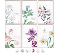 24 Sympathy Card Gold Foil Condolence Cards Assortment Floral Designs | Heartfelt Messages for Memorial, Loss,Bereavement and Grief with Envelopes Stickers