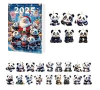 24 Tage Panda Adventskalender Weihnachten - 24 Tage Countdown Kalender Panda Anhänger | Niedliche 2D Flache Acryl Deko Für Auto Innenspiegel, Weihnachtsbaum, Tür, Fenster, Party Decoration, Kreative W