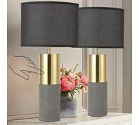 24" Tall Black and Gold Touch Control Table Lamp Set of 2 - 3-Way Dimmable Concrete Contemporary Modern Bedside Nightstand Lamps for Large End Table, Living Room - Bulb Included