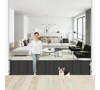 24" Tall x 150" Extra Wide Retractable Dog Gate for House Short Baby Gate for Crossing Reinforced Mesh Puppy Gate for Doorways Stairs Indoor Outdoor Black