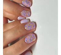 24 Times French Tips Include False Nails Flowers Press For The Short Square Stick On Acrylic For Daily Use
