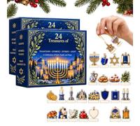 24 Treasures of Hanukkah Advent Calendar Collectible Calendar Gift，2Box | 24 mini treasures in numbered drawers - symbols, foods and keepsakes for a meaningful family countdown and holiday display