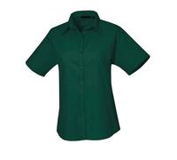 (24 UK, Bottle Green) Premier Womens/Ladies Poplin Short-Sleeved Blouse
