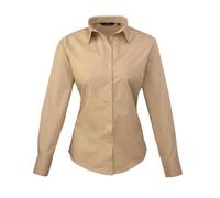 (24 UK, Khaki) Premier Womens/Ladies Long-Sleeved Shirt