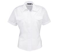 (24 UK, White) Premier Womens/Ladies Short-Sleeved Pilot Shirt