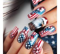 24 Unique Independence Day Fake Stars Party Ready Nails for Parties and Festivals