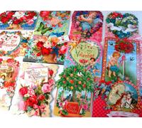 24 Valentine Card Assortment By Punch Studio, Victorian Ephemera Collection of Hearts, Flowers, Kitty Cats, Roses, Cupid, Valentine's Day February 14