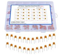 24 Values 480pcs Multilayer Monolithic Ceramic Capacitor Assortment Kit, 10pF-10uF Capacitor Set with Storage Box for Electronics Projects