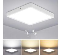 24 W LED Ceiling Light with Motion Detector for Interior, 30 cm Lamps with Radar Detector, Twilight Sensor, 230 V Automatic Light with Warm, Nature and Cold, Cellar Entrance Door for Living Rooms and