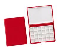 24 Wells Watercolor Paint Storage Box with Leakproof Lid, Red A