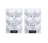 24 Winter White Christmas Baubles Shatterproof Tree Decoration 6cm