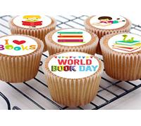 24 World Book Day edible kids childrens party decorations Cupcake Cake Toppers Wafer Rice Paper